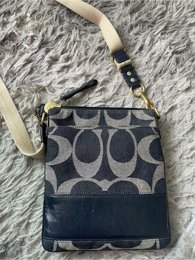 Coach Navy and Khaki Signature Canvas Crossbody
